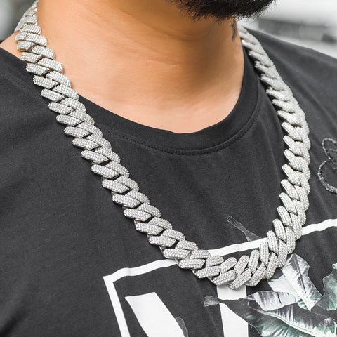 22mm Moissanite Iced Out Cuban Chain For Men's