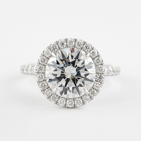 White Gold Round Cut Moissanite Halo Engagement Ring