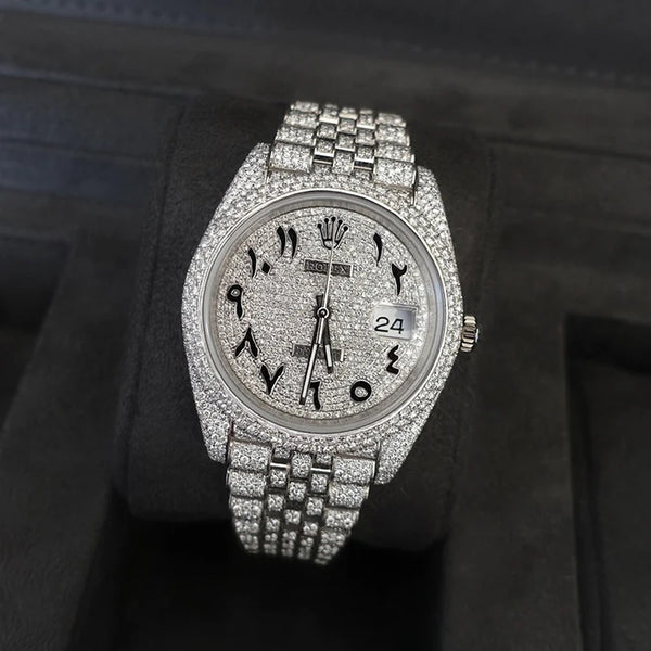 Rolex datejust arabic dial iced out best sale