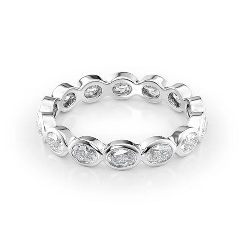 Bezel Set Oval Cut D Color Moissanite Full Eternity Band