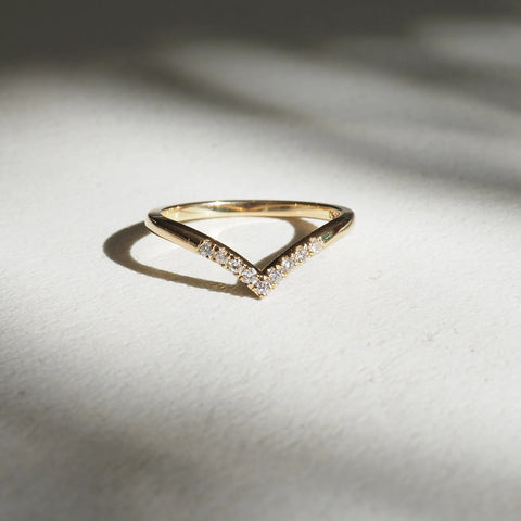 Chevron Style Moissnaite Round Cut Wedding Band