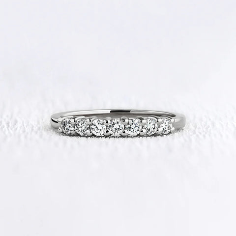 925 Silver Seven Stone Round Cut Moissanite Diamond Band