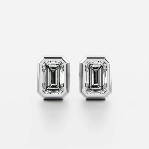 Bezal Set Emerald Cut Solitaire Moissanite Party Were Earring