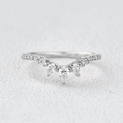 Pear And Round Cut D Color Moissanite Wedding Band For Bride