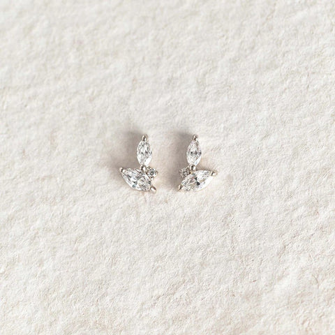 Moissanite Marquise Cut Leaf Shape Stud Push Back Earring