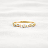 Round Cut Moissnaite Art Deco Wedding Band