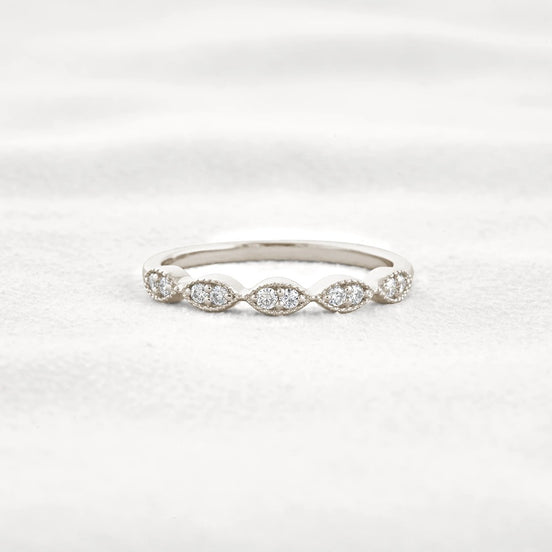 Round Cut Moissnaite Art Deco Wedding Band