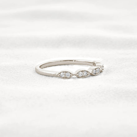 Round Cut Moissnaite Art Deco Wedding Band