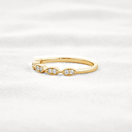 Round Cut Moissnaite Art Deco Wedding Band