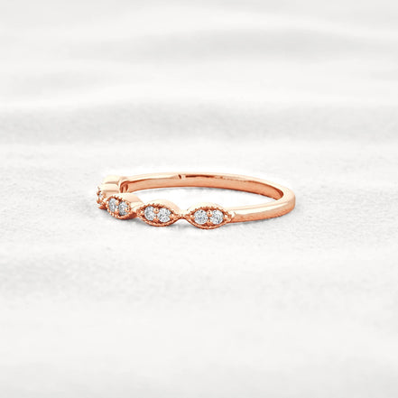 Round Cut Moissnaite Art Deco Wedding Band