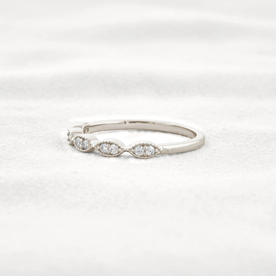 Round Cut Moissnaite Art Deco Wedding Band