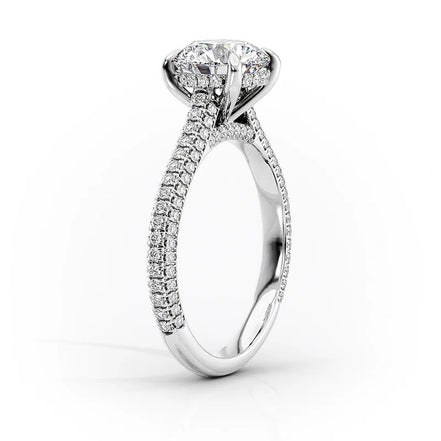 Round Cut Pave Set Moissanite Diamond Ring