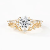 Moissanite Round Brilliant Cut Side Accent Ring Set For Women