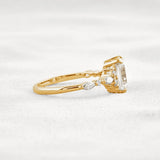 D Color Moissanite Emerald Cut Cluster Fancy Engagement Ring