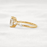 D Color Moissanite Emerald Cut Cluster Fancy Engagement Ring