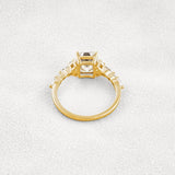 D Color Moissanite Emerald Cut Cluster Fancy Engagement Ring