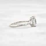 D Color Moissanite Emerald Cut Cluster Fancy Engagement Ring