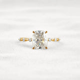 Hidden Halo Cushion Cut Moissanite Diamond Wedding Ring