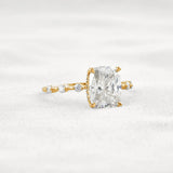 Hidden Halo Cushion Cut Moissanite Diamond Wedding Ring