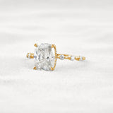 Hidden Halo Cushion Cut Moissanite Diamond Wedding Ring
