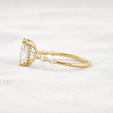 Hidden Halo Cushion Cut Moissanite Diamond Wedding Ring