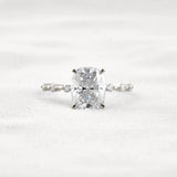 Hidden Halo Cushion Cut Moissanite Diamond Wedding Ring