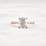 Hidden Halo Cushion Cut Moissanite Diamond Wedding Ring