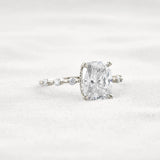 Hidden Halo Cushion Cut Moissanite Diamond Wedding Ring