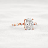 Hidden Halo Cushion Cut Moissanite Diamond Wedding Ring