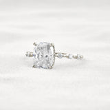 Hidden Halo Cushion Cut Moissanite Diamond Wedding Ring