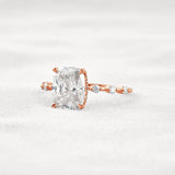 Hidden Halo Cushion Cut Moissanite Diamond Wedding Ring