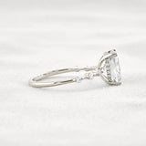 Hidden Halo Cushion Cut Moissanite Diamond Wedding Ring
