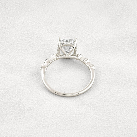 Hidden Halo Cushion Cut Moissanite Diamond Wedding Ring