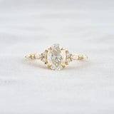 Solitaire With Side Accent Moissanite Oval Cut Engagement Ring