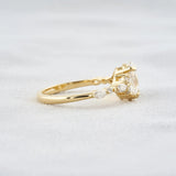 Solitaire With Side Accent Moissanite Oval Cut Engagement Ring