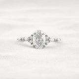 Solitaire With Side Accent Moissanite Oval Cut Engagement Ring