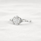 Solitaire With Side Accent Moissanite Oval Cut Engagement Ring