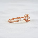 Solitaire With Side Accent Moissanite Oval Cut Engagement Ring