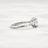 Solitaire With Side Accent Moissanite Oval Cut Engagement Ring