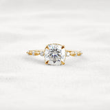 Cushion Cut Hidden Halo Moissanite Engagement Ring
