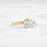 Cushion Cut Hidden Halo Moissanite Engagement Ring