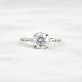 Cushion Cut Hidden Halo Moissanite Engagement Ring