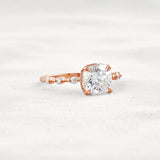 Cushion Cut Hidden Halo Moissanite Engagement Ring