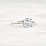 Cushion Cut Hidden Halo Moissanite Engagement Ring