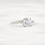 Cushion Cut Hidden Halo Moissanite Engagement Ring