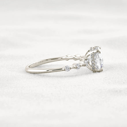 Cushion Cut Hidden Halo Moissanite Engagement Ring