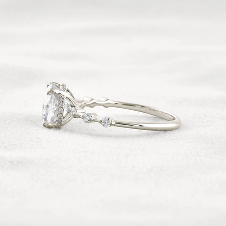 Cushion Cut Hidden Halo Moissanite Engagement Ring