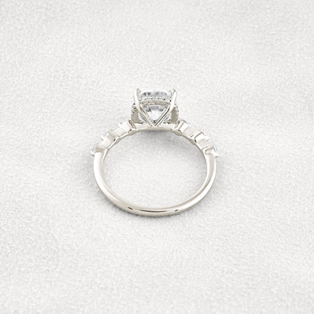 Cushion Cut Hidden Halo Moissanite Engagement Ring