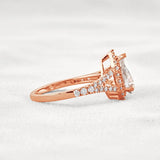 Moissanite Pear Cut Split Shank Halo Engagement Ring