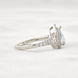Moissanite Pear Cut Split Shank Halo Engagement Ring